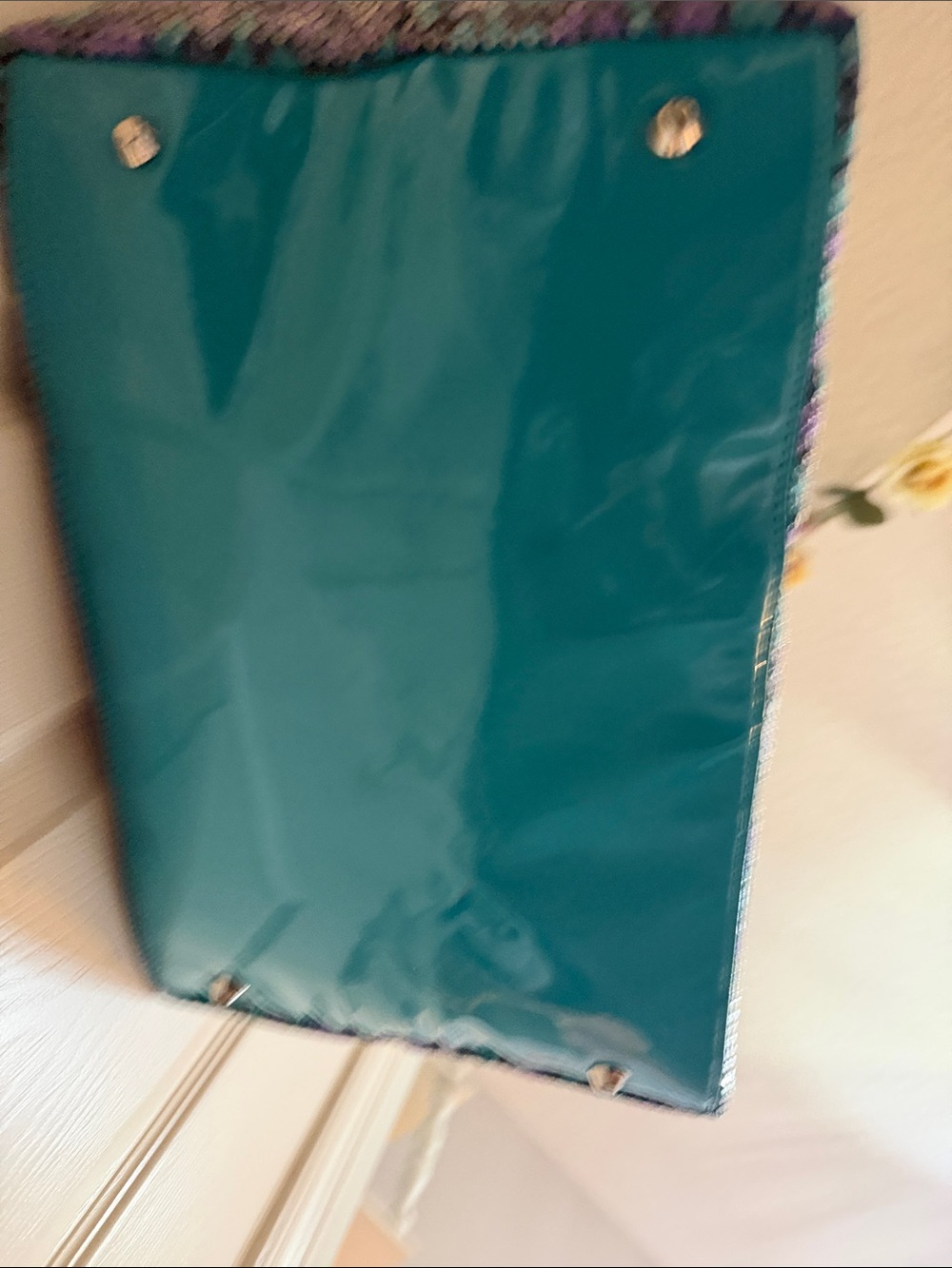 Betsey Johnson Teal and Purple Sequin Tassel Tote - Picture 3 of 5